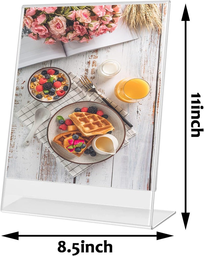 Lechay 8.5 x 11 inches Clear Table Menu Display Stand Desktop Display Stand Paper Holder Table Top Sign Holder Suitable for Restaurants, Office, Home, Store (L-Shape 3 Pack 8.5x11) - Image 2